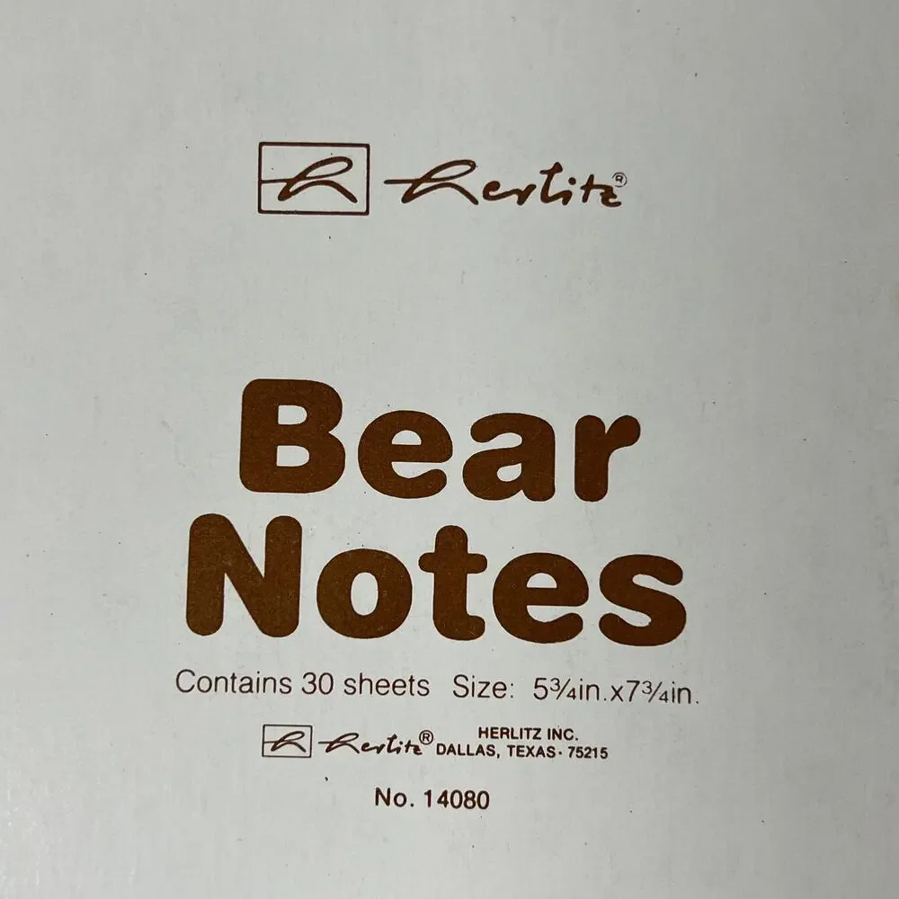 RENITA Bear Notes Teddy Bear Note Pad 30 Sheets Vintage Stationery 5.75x7.75
